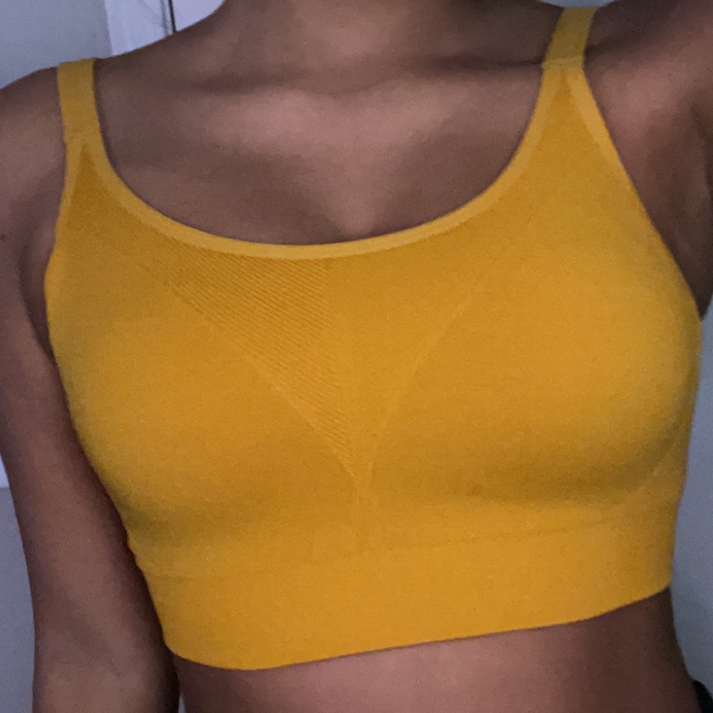 Yellow sports bra